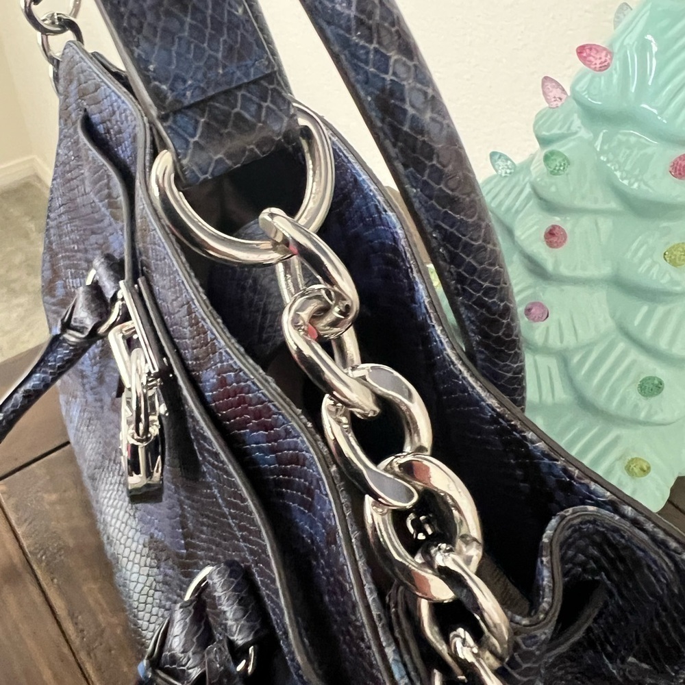Michael Kors Hamilton Blue Python Snake Soft Leather - Picture 6 of 12